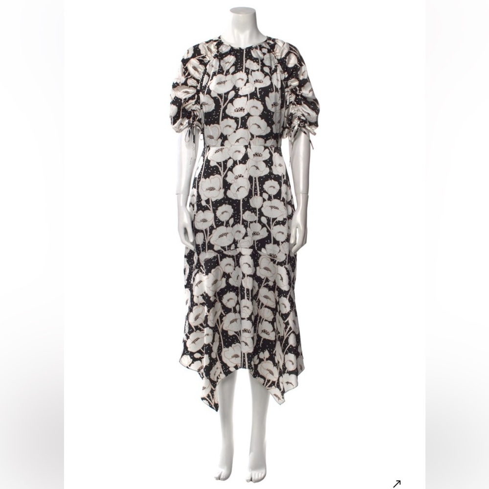Ted Baker Black and White Floral Asymmetrical Dress